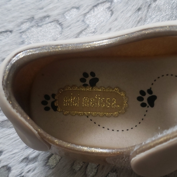 Mini Melissa Gold Glitter Kitty Cat Shoes Sz6 - Picture 3 of 8